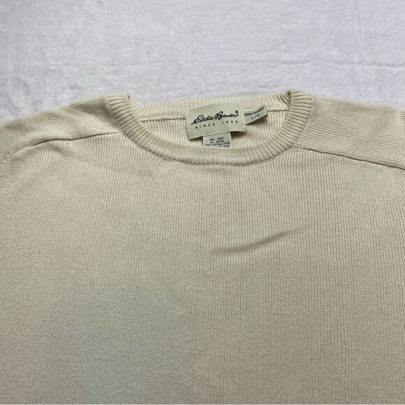 Eddie Bauer Very Pale Yellow Long Sleeve Crew Neck Knit Sweater Size Large - Picture 6 of 11